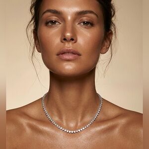 Amore Heart Tennis Necklace | White Gold Plated | tarnish resistant